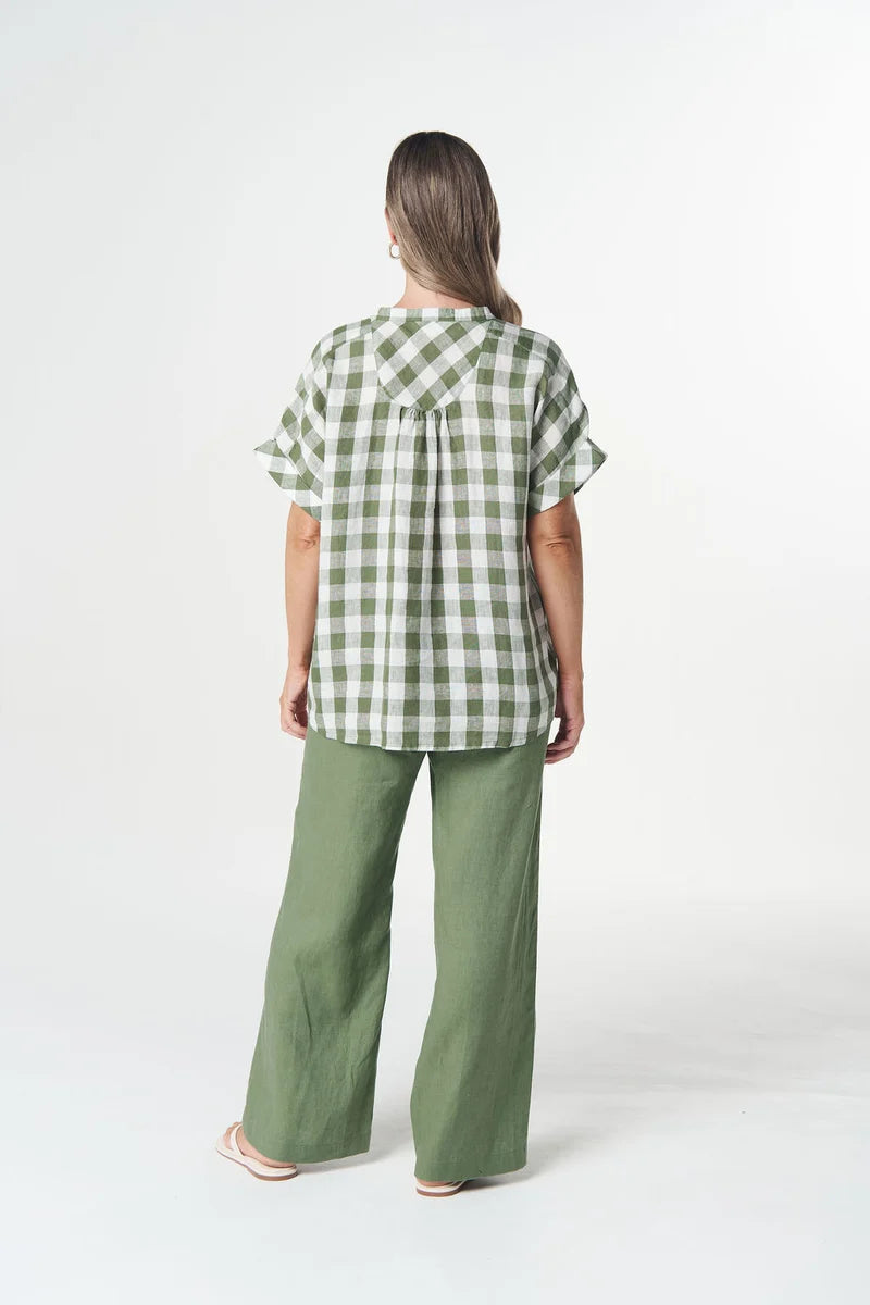 Honey Linen Blouse - Cedar Green | Goondiwindi Cotton