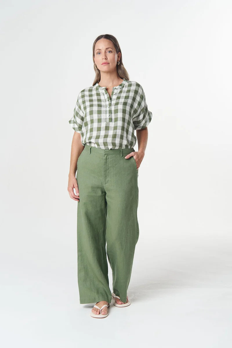 Honey Linen Blouse - Cedar Green | Goondiwindi Cotton