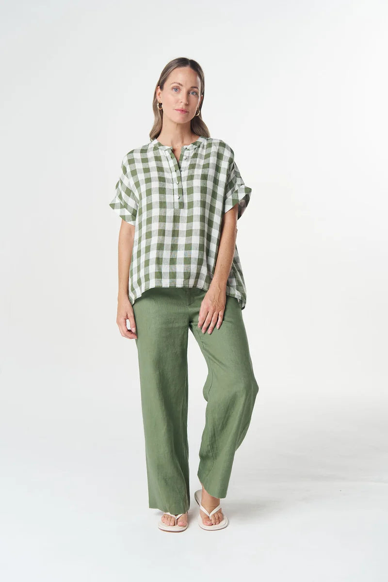 Honey Linen Blouse - Cedar Green | Goondiwindi Cotton