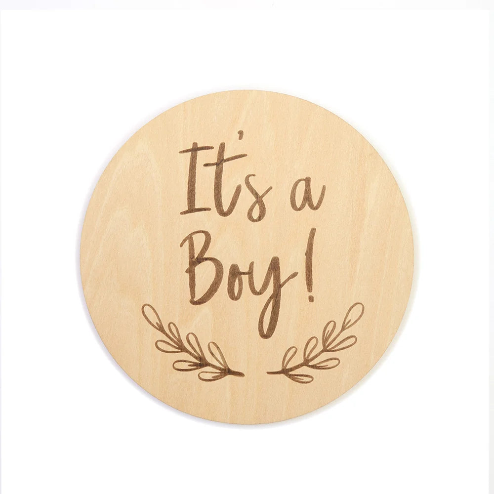 Snuggle Hunny Gender Reveal Large Wooden Milestone Card