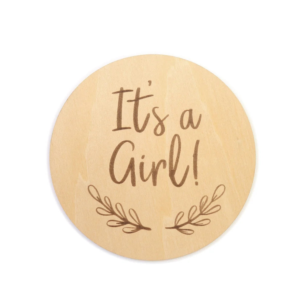 Snuggle Hunny Gender Reveal Large Wooden Milestone Card