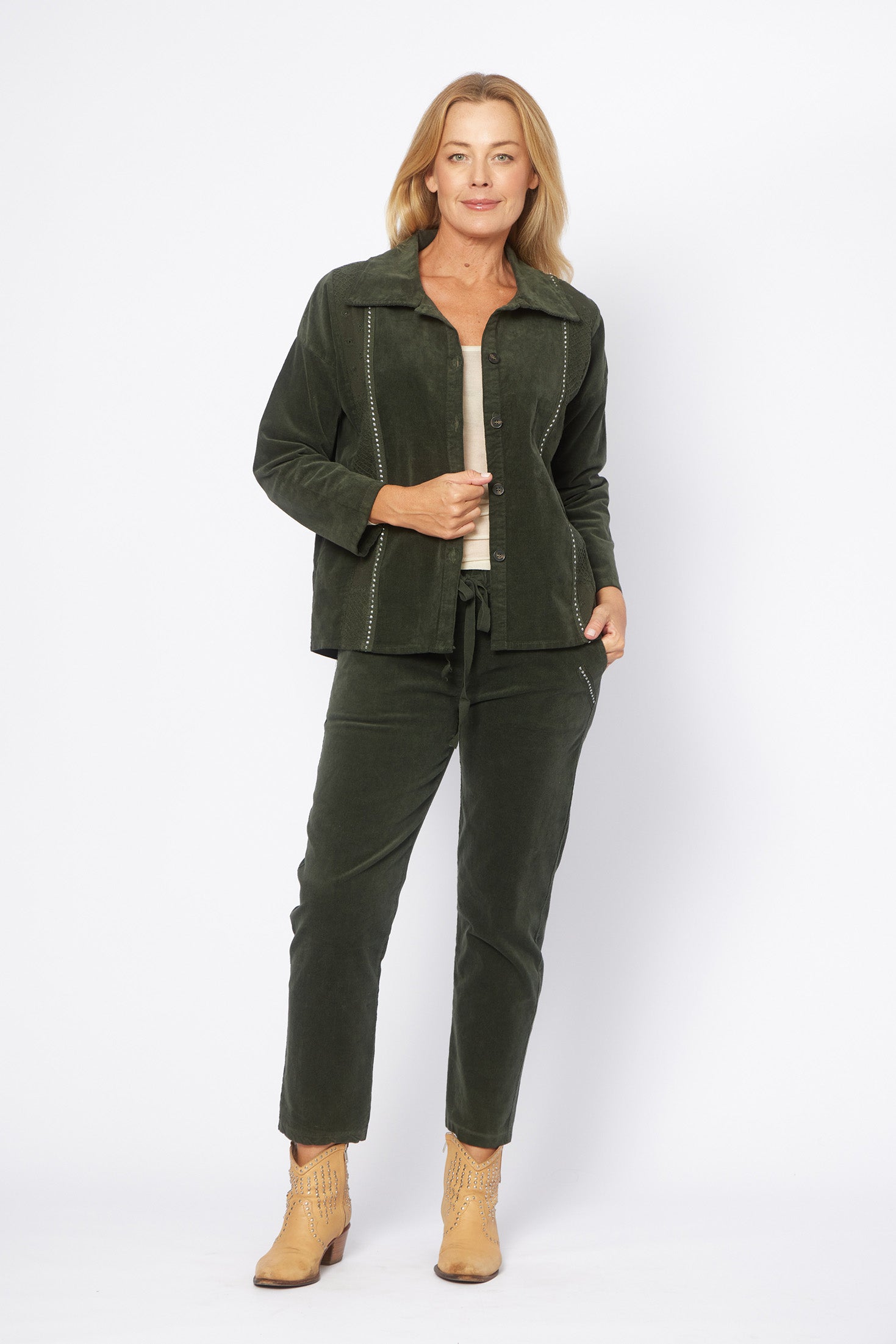 Dark Green Cord Pants