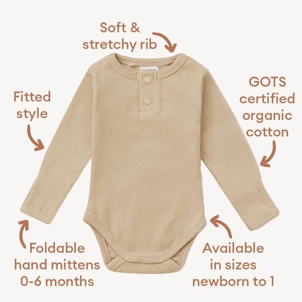 Snuggle Hunny Pebble Long Sleeve Organic Bodysuit
