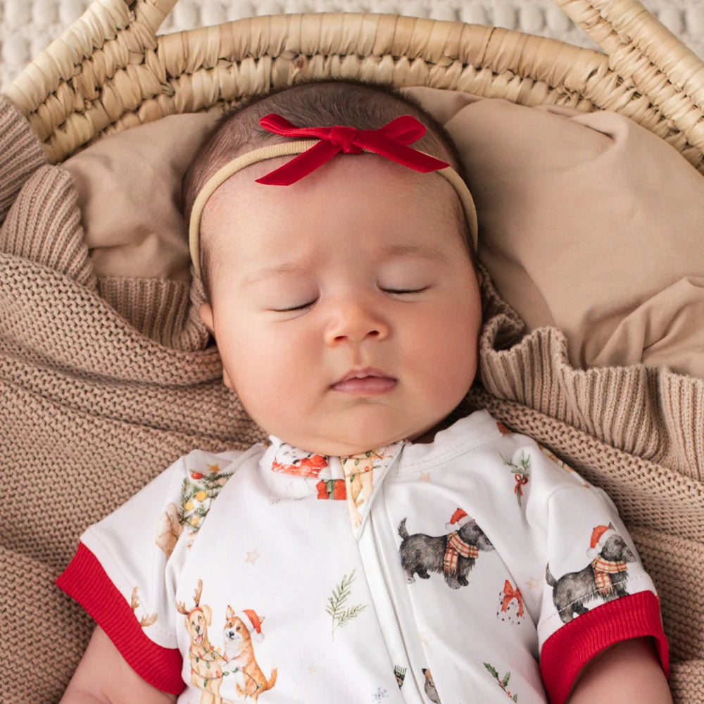 Snuggle Hunny Red Velvet Bow