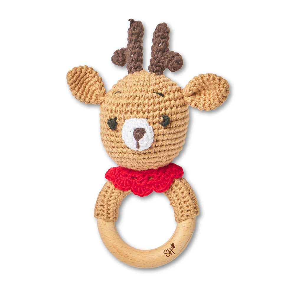 Snuggle Hunny Handmade Reindeer Crochet Rattle