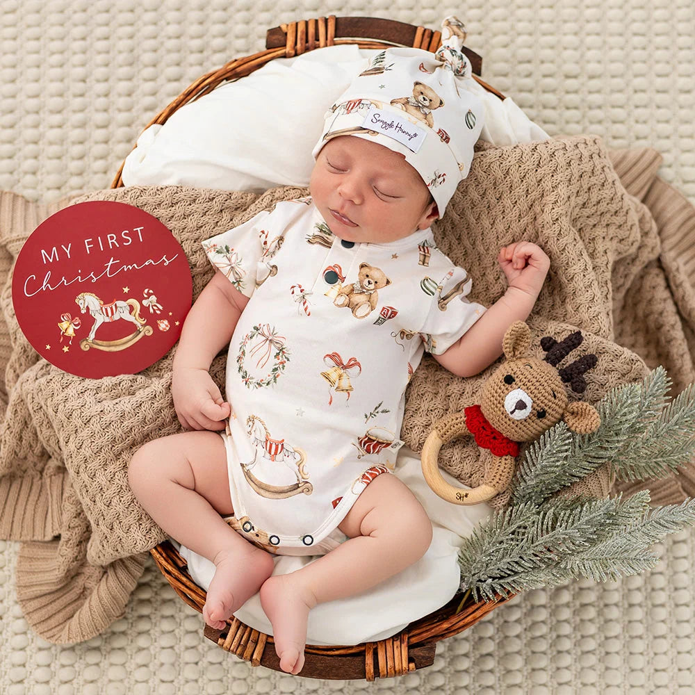 Snuggle Hunny Santa's Toy Shop Short Sleeve Organic Bodysuit