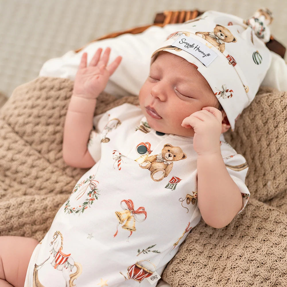 Snuggle Hunny Santa's Toy Shop Short Sleeve Organic Bodysuit