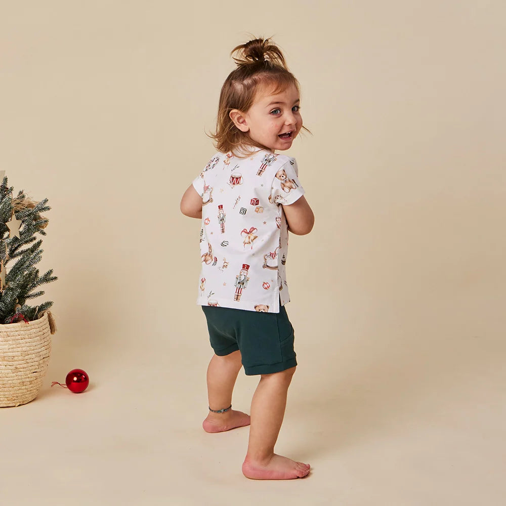 Snuggle Hunny Santa's Toy Shop Organic Short Sleeve Top
