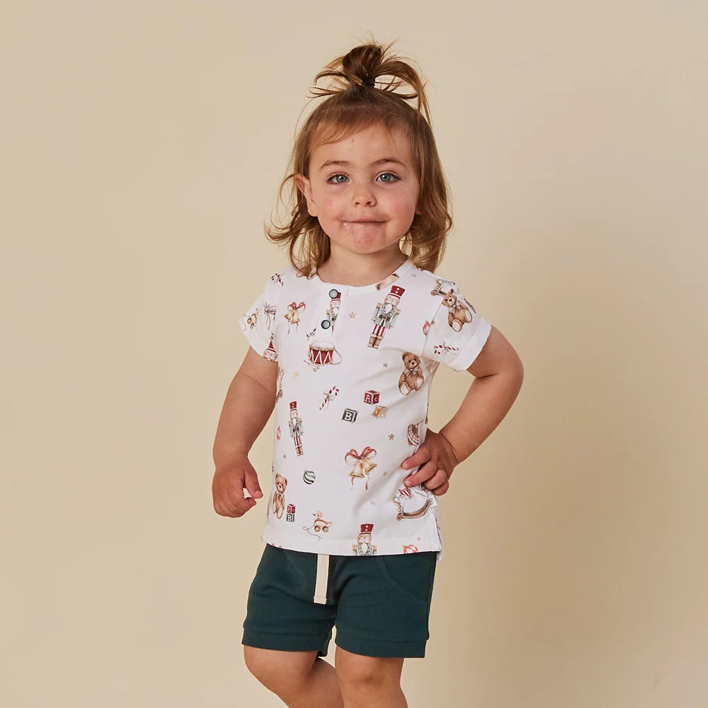 Snuggle Hunny Santa's Toy Shop Organic Short Sleeve Top