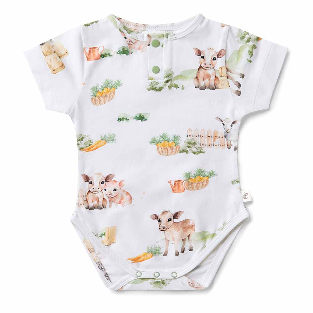 Snuggle Hunny Farm Short Sleeve Organic Bodysuit
