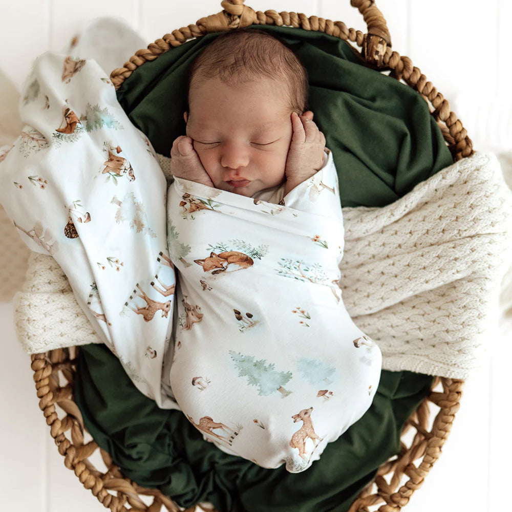 Snuggle Hunny Woodland Tales Organic Jersey Wrap & Beanie Set