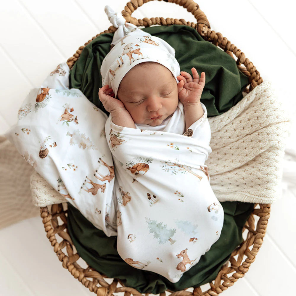 Snuggle Hunny Woodland Tales Organic Jersey Wrap & Beanie Set