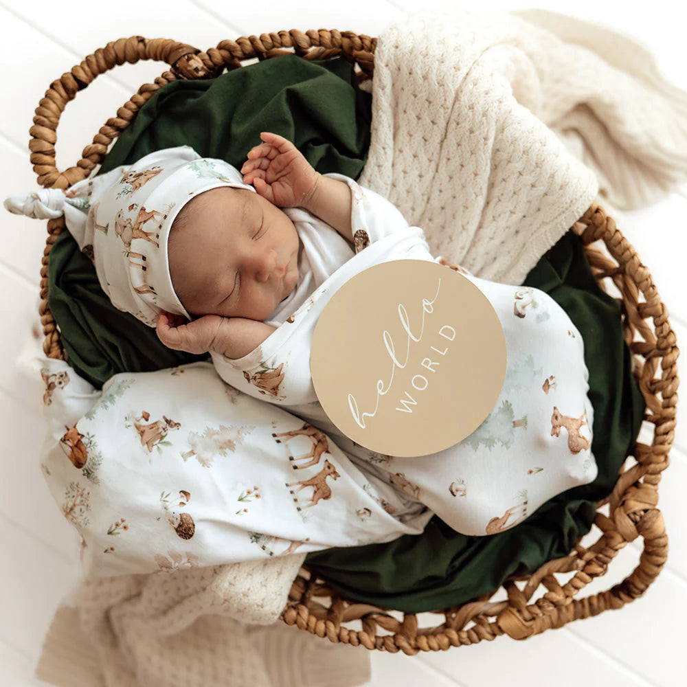 Snuggle Hunny Woodland Tales Organic Jersey Wrap & Beanie Set